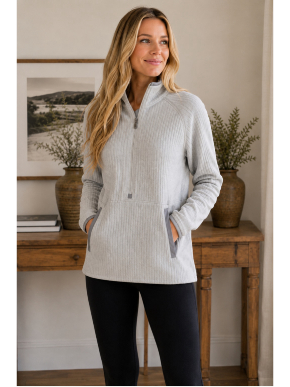 Patagonia Better Sweater Stripe Marsupial Half Zip Pullover Jacket Grey size S